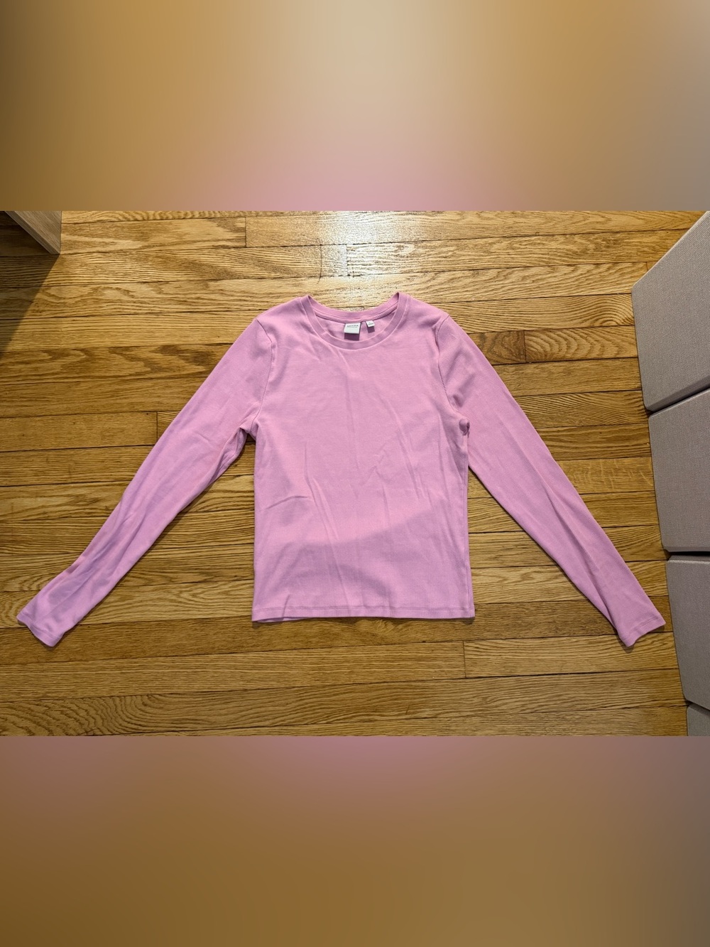 Aritzia Homestretch Pink Ribbed Long Sleeve Shirt L
